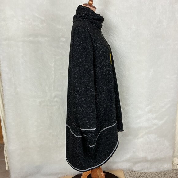 Moonlight Y & S Black White Long Sleeve Turtle Neck Stripe Pocket Patch Dress XL - Picture 6 of 8